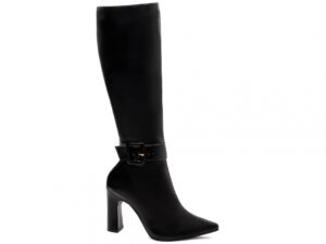 Bota Bico Fino Cano Longo Salto Napa Preto